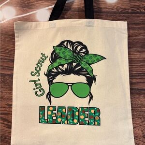 Girl Scout Leader Canvas Tote Bag - Green and Cream